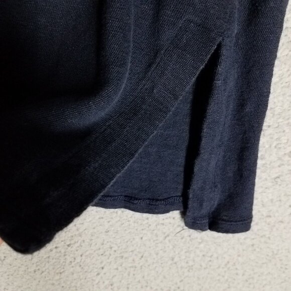 J. Jill Linen Shirt Women's Large Blue Floral Embroidered V-Neck Beach Casual - Picture 6 of 10